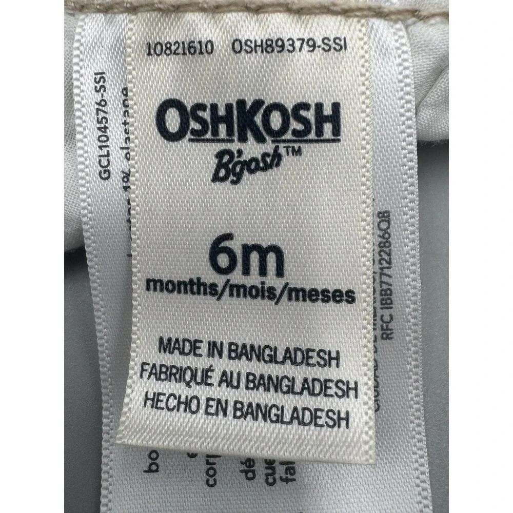 OshKosh B'gosh Baby Girl Denim Overall Dress Eyelet Skirt 6M